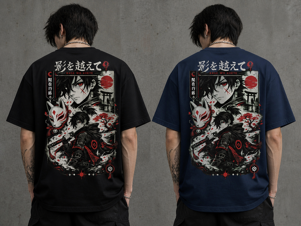 VEINS Shadowbreaker Edition — Kage Series Oversized Streetwear Tee (Black/Red)